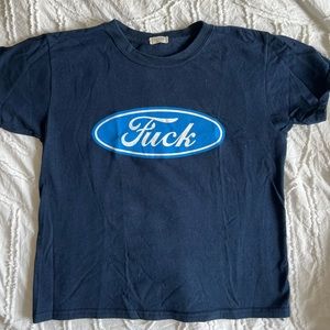 BRANDY MELVILLE BLUE F**K (FORD LOGO) baby tee